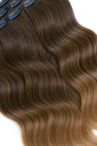 Rich Chocolate clip-in extensions, 100% human hair, Diamond Line – Rubin Extensions®