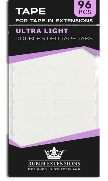 Extra Strong adhesive strips for tape-in extensions, close-up of a single strip – Rubin Extensions®