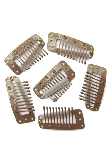 Brown replacement clips for attaching clip-in human hair extensions – Rubin Extensions®