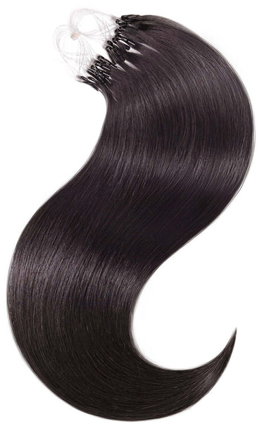 Black-Brown microring extensions, Pro-Deluxe Line, 100% human hair, 40–50 cm – Rubin Extensions®