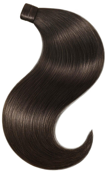 Clip-in human hair ponytail in Black-Brown, lengths from 35 to 55 cm – Rubin Extensions®