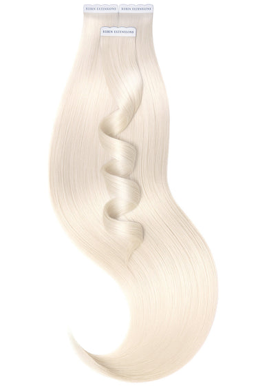 Platinum Blonde Premium Line tape-in extensions, 50 g human hair strands, overview – Rubin Extensions®