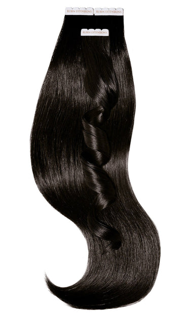 Natural Black-Brown Excellence Line tape-in extensions, 100% human hair, 25–55 cm – Rubin Extensions®