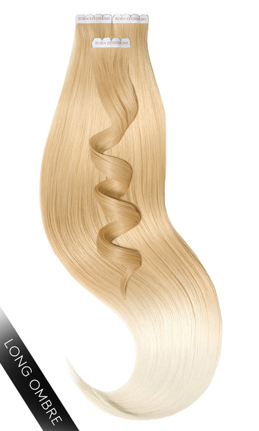 Honey Blonde & Light Blonde tape-in extensions, Pro-Deluxe Line, full view, 51 cm – Rubin Extensions®