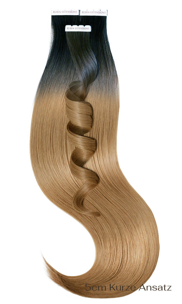 Pro-Deluxe tape-ins with 5 cm root, Chocolate Dark Brown & Light Brown Caramel, 51 cm – Rubin Extensions®