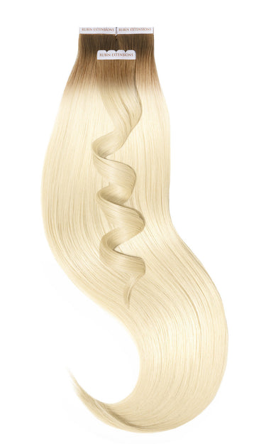 Pro-Deluxe short root tape-ins, Natural Golden Brown & Light Blonde, 51 cm glossy human hair – Rubin Extensions®