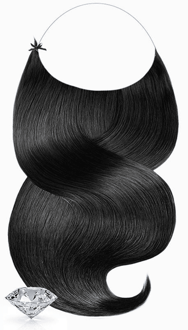 Black halo one-piece hairpiece, invisible human hair band, Diamond Line – Rubin Extensions®