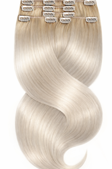 Fashion Line clip-in extensions in Honey Blonde & Silver Blonde, 41–46 cm, product photo – Rubin Extensions®
