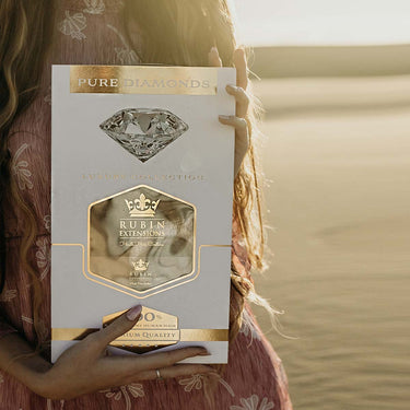 Diamond Line picture box for clip-in extensions in Black & Natural Golden Brown – Rubin Extensions®