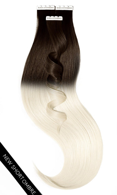 Ombré tape-in extensions in Black-Brown & Platinum Blonde, 40–50 cm, 100% human hair – Rubin Extensions®