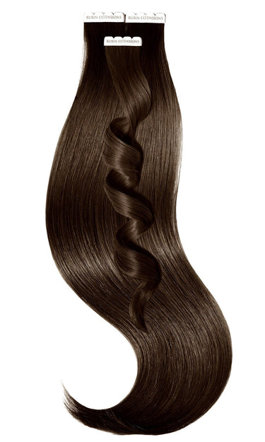 Chocolate Dark Brown Invisible Line tape-in extensions, 100% human hair, 50 g pack – Rubin Extensions®