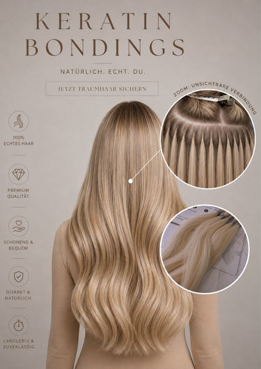 Open packaging with Light Brown Caramel bulk hair sample, 100% human hair – Rubin Extensions®